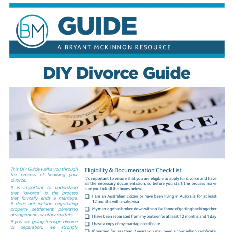 Guide DIY Divorce FAQs | Family Law | Bryant McKinnon Lawyers